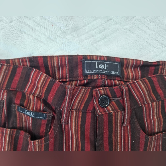 VINTAGE Y2K L.E.I. STRIPED FLARE PANTS SZ 1 - Picture 3 of 4